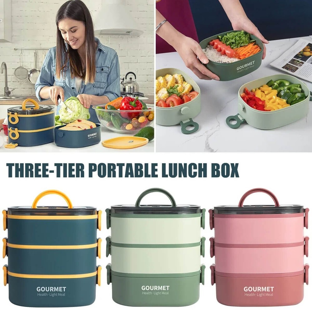 3-Tier Stackable Bento Lunch Box 2000ML Large Capacity  