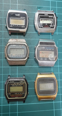 Vintage 70\80er Jahre Konvolut. 6 Stück ALBA by Seiko LCD Uhr *Ersatzteile Fix Reparatur*