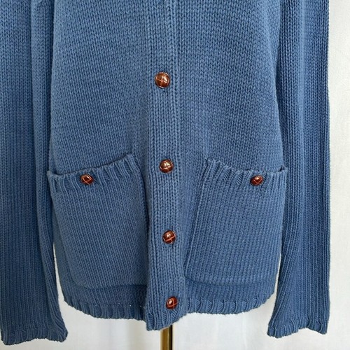 Orvis Women's Sweater Cardigan Size S Button Down Blue Leather Elbow Patch EUC - Picture 4 of 10
