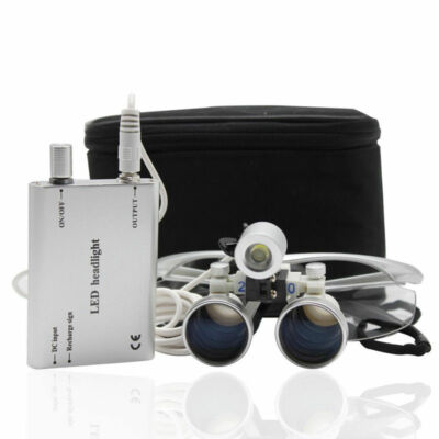 LED Binokular lupen Surgical loupes 2.5X420mm mit Lupenbrille Headlight and Bag