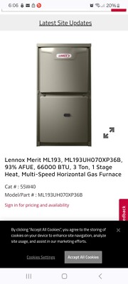 Lennox Furance Merit ML193UH070XP36B, 93% AFUE, 66000 BTU, 3 Ton