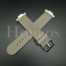 Gray Canvas Nylon Strap Steel Hole Watch Strap Fits for Tissot PRX +Adapter US