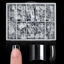 	500PCS Short Nail Tips for Acrylic Nails - Clear False Nail Tips Short	