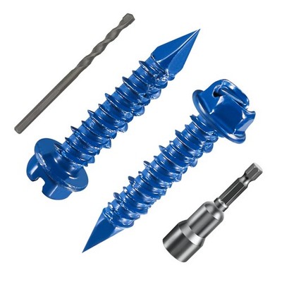 30 Pcs Blue Slotted Hex Concrete Screws 3/16 x 1-1/4 Inch Masonry Anchors