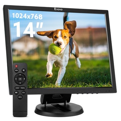 Eyoyo 14'' 1024x768 LCD Display Monitor Gaming Screen HDMI/VGA/AV/BNC For PC CCTV