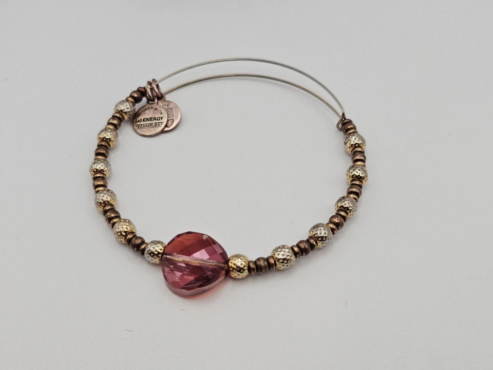  Brazalete Brazalete Alex and Ani Oro "Bosques" Rojo Acrílico Cuentas Dije ✨️  Foto 4 de 4