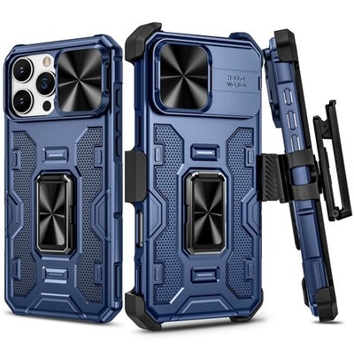 for iPhone 16 ProMax Case with Stand, Camera Lens Cover & 360° Rotatable Ring...