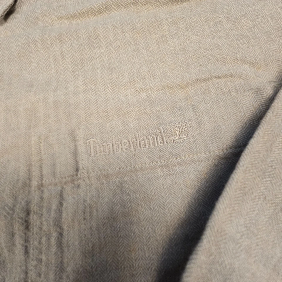 Timberland Shirt Mens LARGE beige Long Sleeve Button Up cotton collared Size L - Image 3 of 4