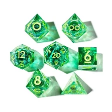 Dispel Liquid Core Dice Poly Set - Green Gamer Juice (7) New