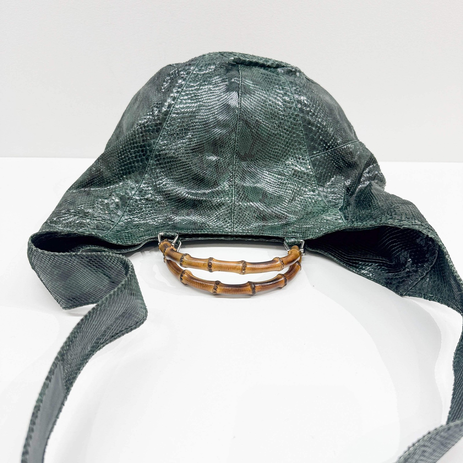 GUCCI Bamboo Green Python Embossed Leather Two Wa… - image 6