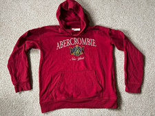Abercrombie Kids Boys Red Graphic Logo Fleece Relaxed Pullover Hoodie 13/14