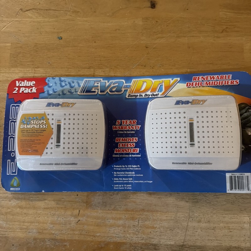 Eva-Dry 2 Pack E-333 Renewable Mini  Dehumidifier Car Safe RV Boat Closet