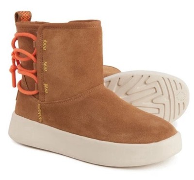 Ugg Boots Classic Boom Size 6 Orange Tie  Ankle Worn Inside Once.