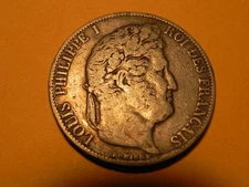 1847-A France 5 Francs VF Louis Philippe Paris Silver Crown Coin