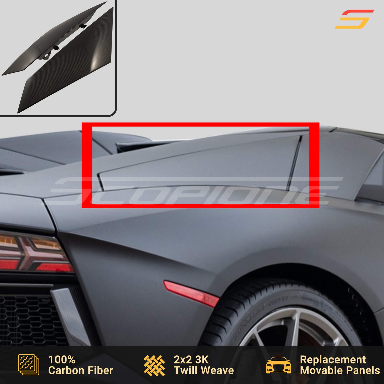 Scopione Carbon Movable Air Intake Panels for Lamborghini 12-17 Aventador LP700