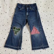 Vintage 1970's Levis Orange Tab Big E Baby Jeans Toddler Kids 4T Patched Hippie