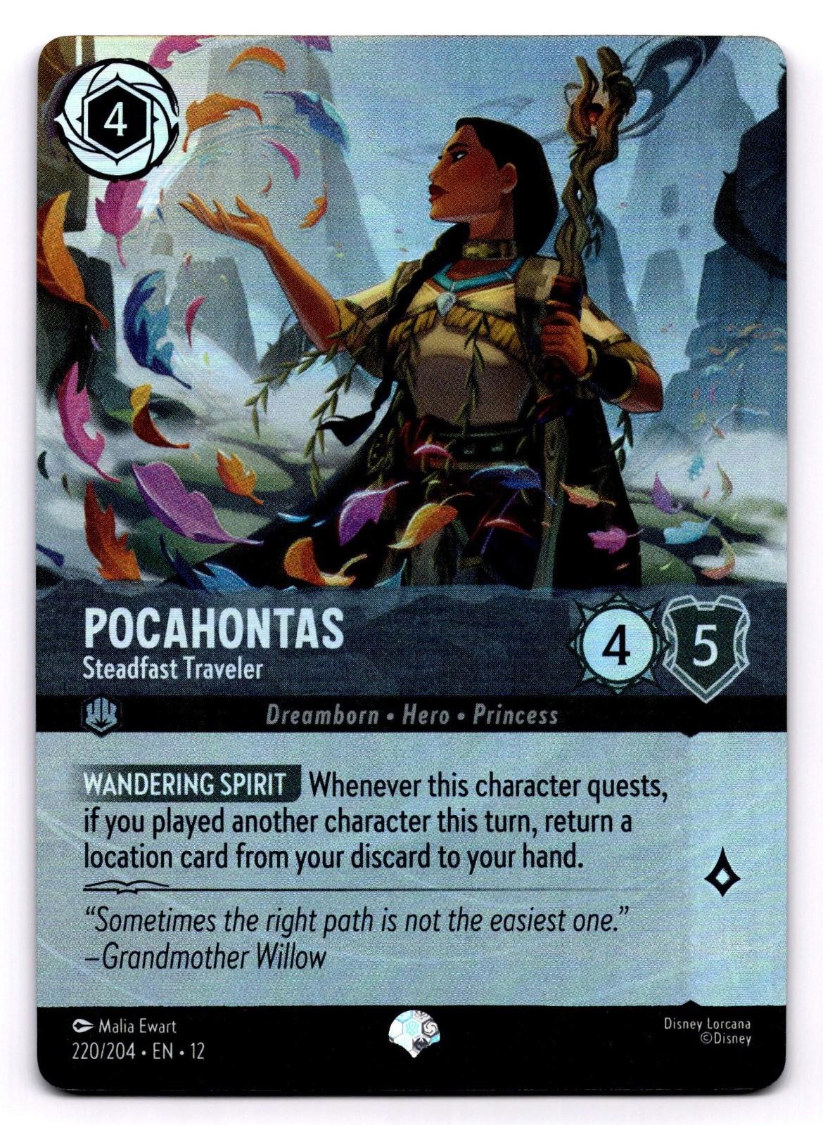 Pocahontas - Steadfast Traveler  220/204 [Epic Holo] Lorcana Wilds Unknown NM