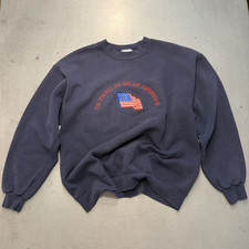 90 s Lee Heavyweight Men's L Blue Crewneck Pullover Sweatshirt USA Graphic Logo