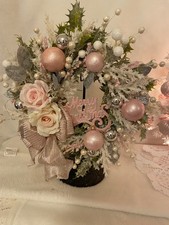 11 SHABBY PINK LIGHTED TABLETOP CHRISTMAS WRE...