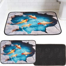 Koi Pond Night Doormat Rug Sand Scraping Floor Mat Foot H Pad, OT Entrance M9S6