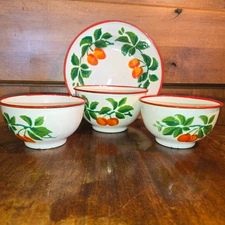 Lot of 4 Vintage Huta Silesia Polish Enamelware Peach Mid Century Rustic