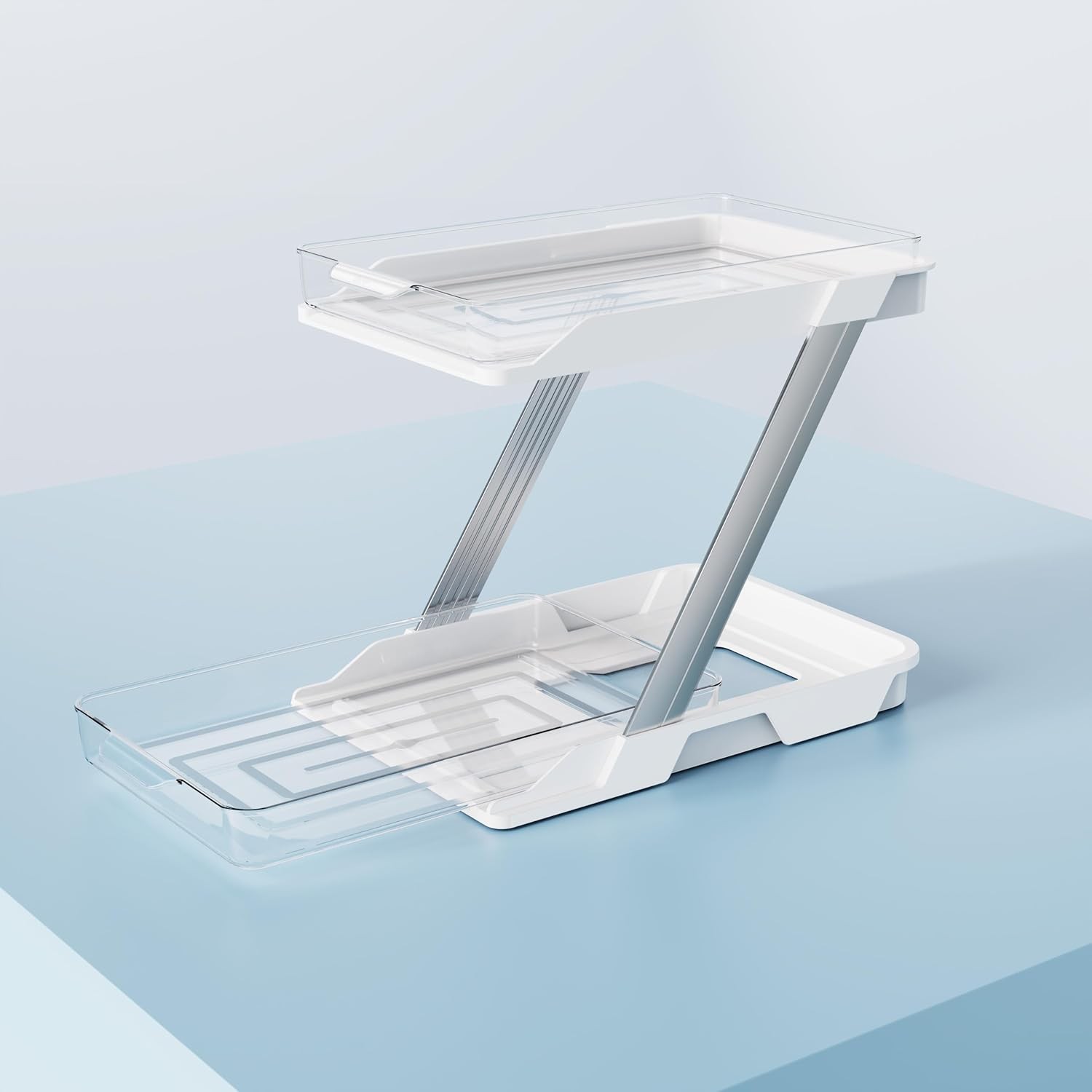 2 Tier Clear Pull Out Organizer Under Sink Bathroom Kitchen Storage Rack