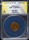 1909 S Small Cents Lincoln, Wheat Ears Reverse ANACS VF-20 Details