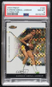 2004-05 Topps Finest X-Fractor /199 Kareem Abdul-Jabbar #140 PSA 8 HOF