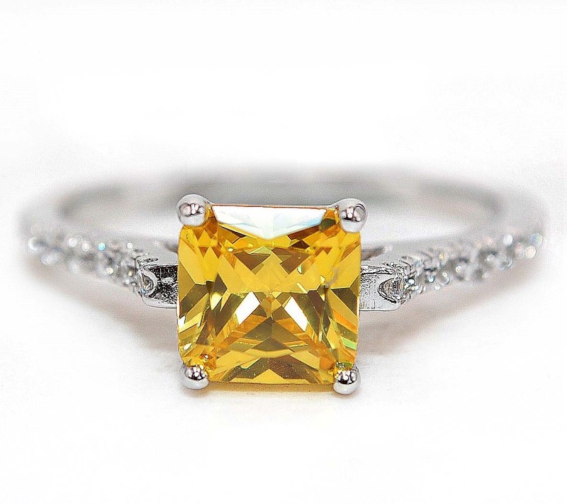 Heat Treated Yellow Topaz 925 Sterling Silver Ring Jewelry Sz 6 NF1-2