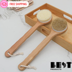 Back Scrubber Soft Brush W/Long Wooden Handle For Shower Bath Body Exfoliaing UK