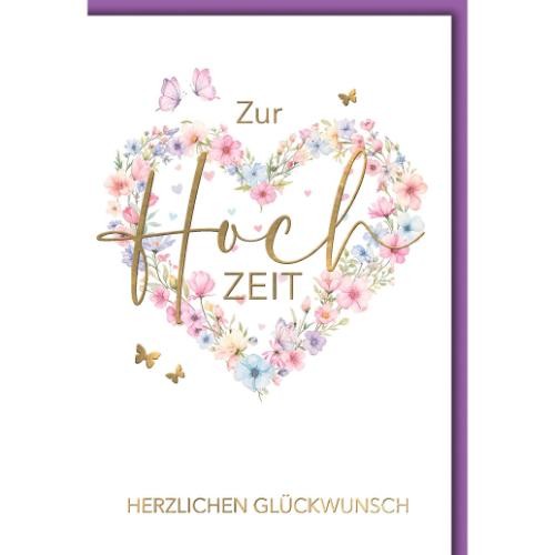 Hochzeit GlüCkwunschkarte Mit Umschlag Blumenherz Herzlichen GlüCkwunsch-image