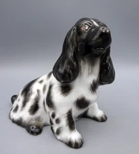 Herend China Hungary - Black & White Spaniel Figure #15455 - 3-1/2" tall