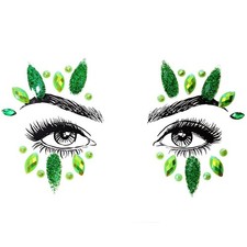 Glitter Green Self Adhesive Face Jewels Stickers Rhinestone Makeup Gems for