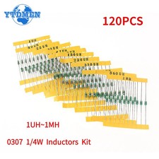 120PCS 1/4W 0307 Color Ring Inductor Kit 12Vals 1uH-1mH Assortment Set