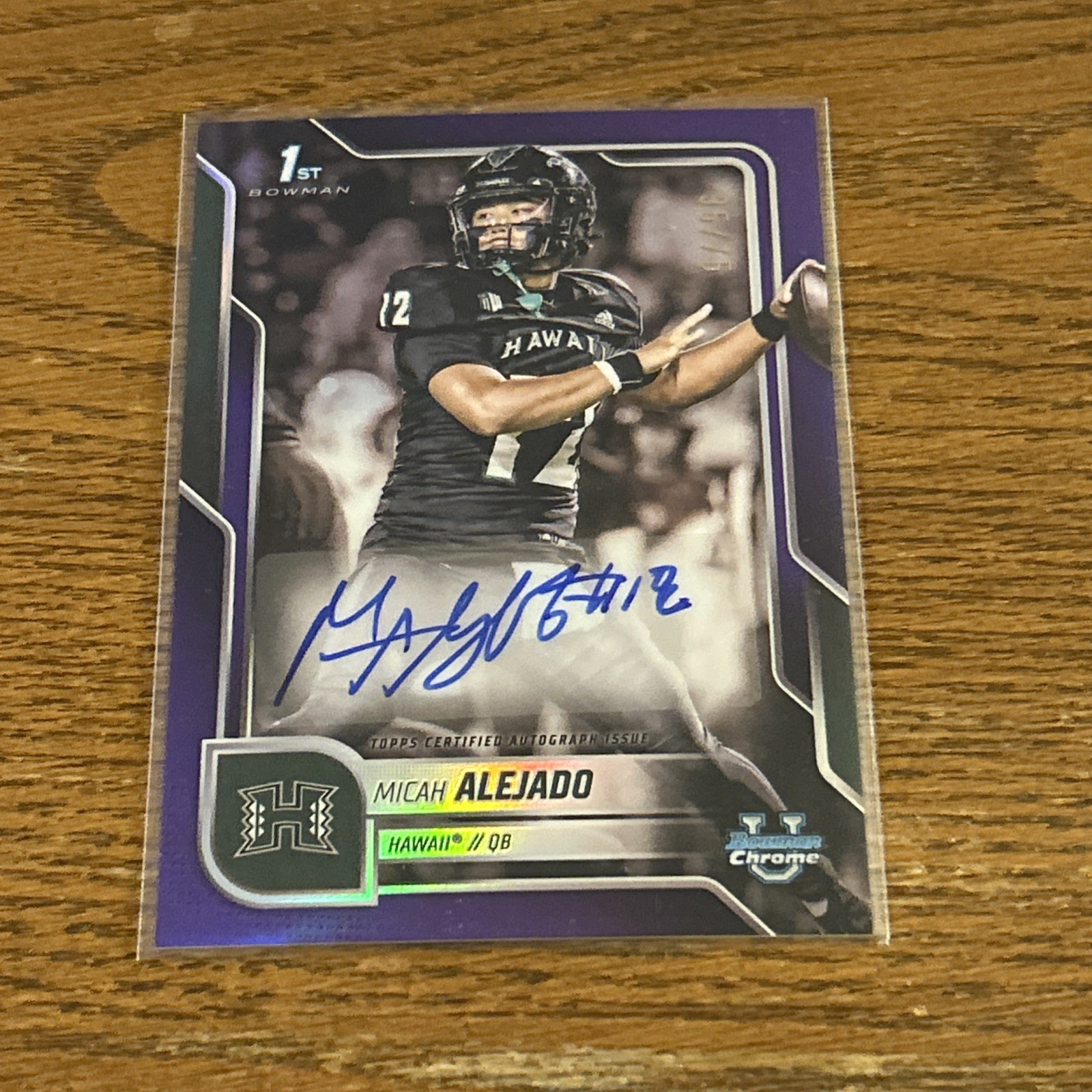 2025 Bowman Chrome U Micah Alejado 1st Bowman Auto Purple Refractor /75