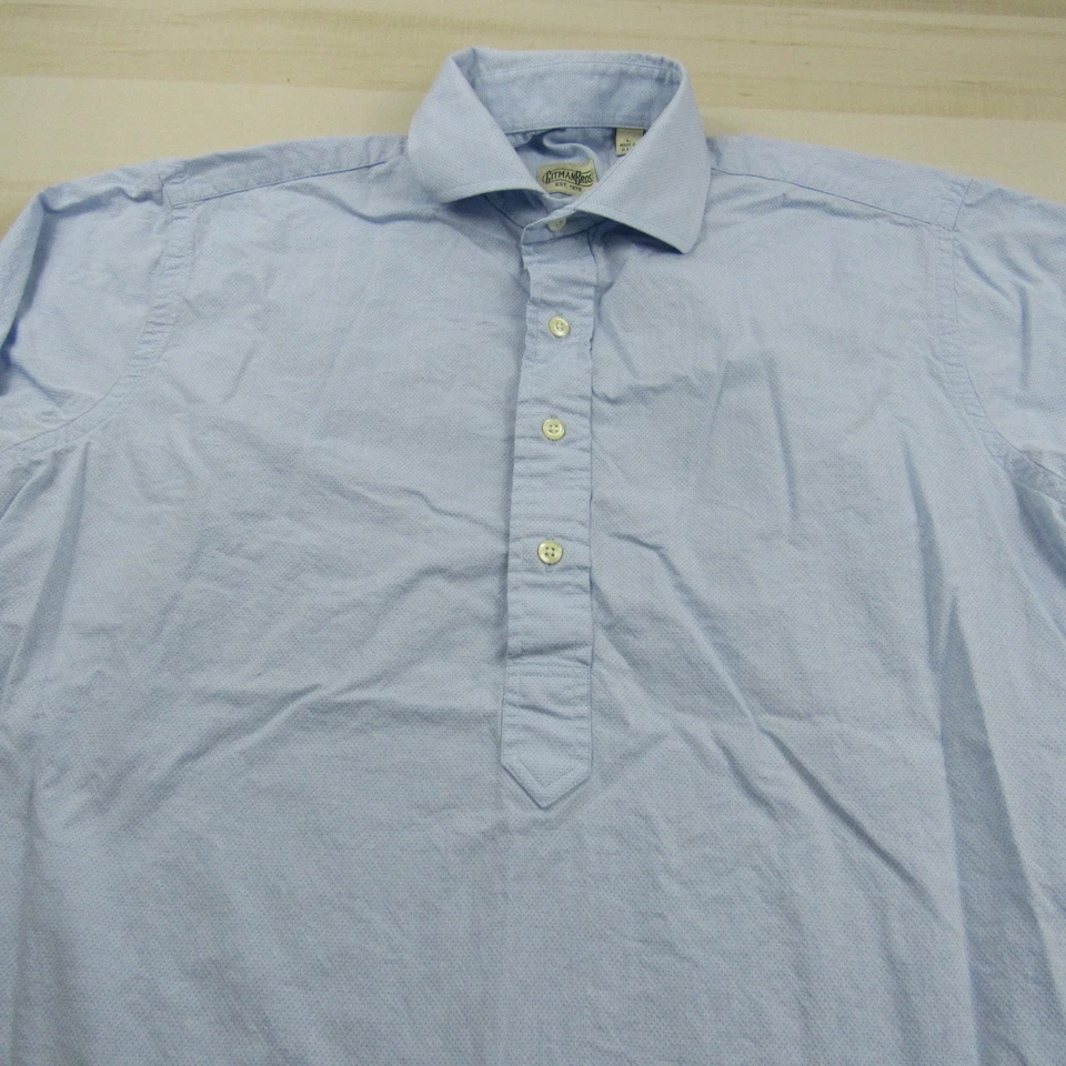 Gitman Bros Shirt Mens Large Blue Popover Polka Dot Long Sleeve Cotton USA Made - Image 2 of 4