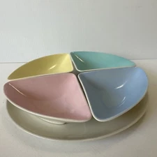 Vintage 1950’s MCM Pastel Aperitif/Snack Dishes & Serving Plate Kronach Germany