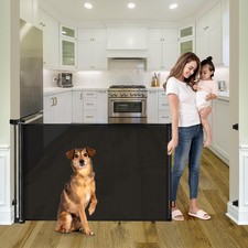 Retractable Baby Gate 55-Inch Wide Indoor Outdoor Mesh Dog - Safety Barrier