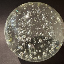 4" Clear Glass Ball Paperweight with bubbles
