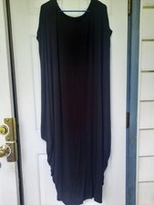 Solid Casual Sexy Relax fit Dolman  Side Draped Midi Dress/Made in USA Black One