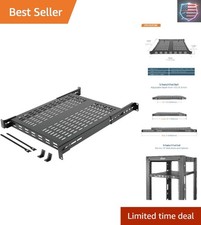 1U 4-Post Vented Server Rack Mount Shelf,21.7in Deep with Adjustable Depth 13...