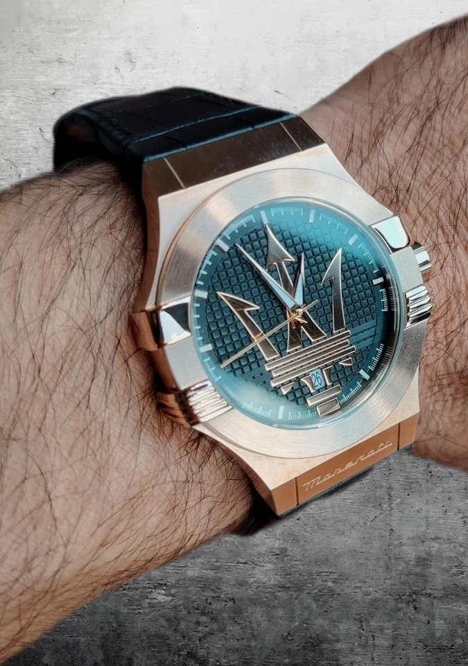 Montre homme Maserati Potenza noire or rose – Bracelet cuir – Neuve en coffret - Photo 3/4