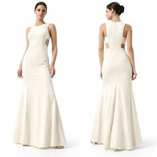Women's Lulus Ivory Cutout Mermaid Maxi Ballgown Dress Size Medium
