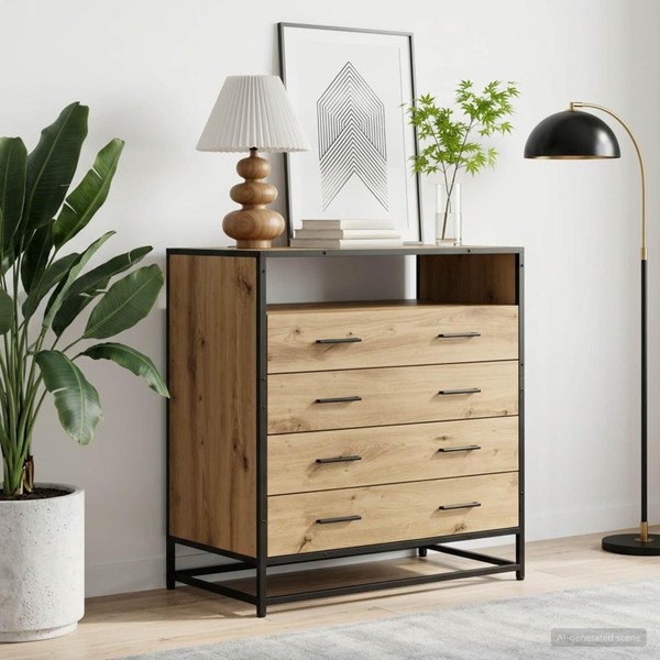 Schubladenschrank 4-Schublade Artisan-Eiche 70 X 41 X 83,5 Cm-image