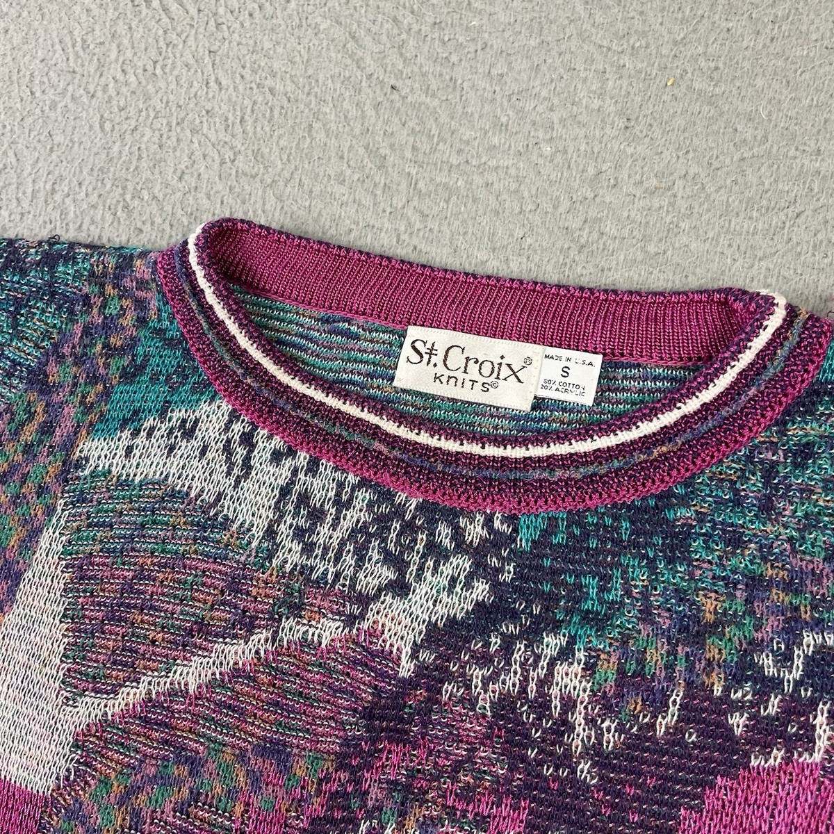 Vintage St Croix Knits Sweater Mens Small Pink 3D Textured Coogi
