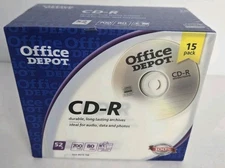 CD-R 15 Pack 52x 700mb 80min Recordable Compact Disc Office Depot With Cases 