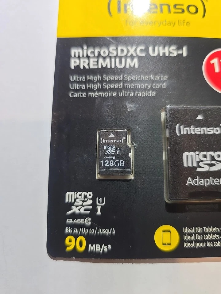 Intenso; 128GB Micro SDHC High Speed Memory Card, Class 10 with Adaptor free p+p - Image 2 of 4