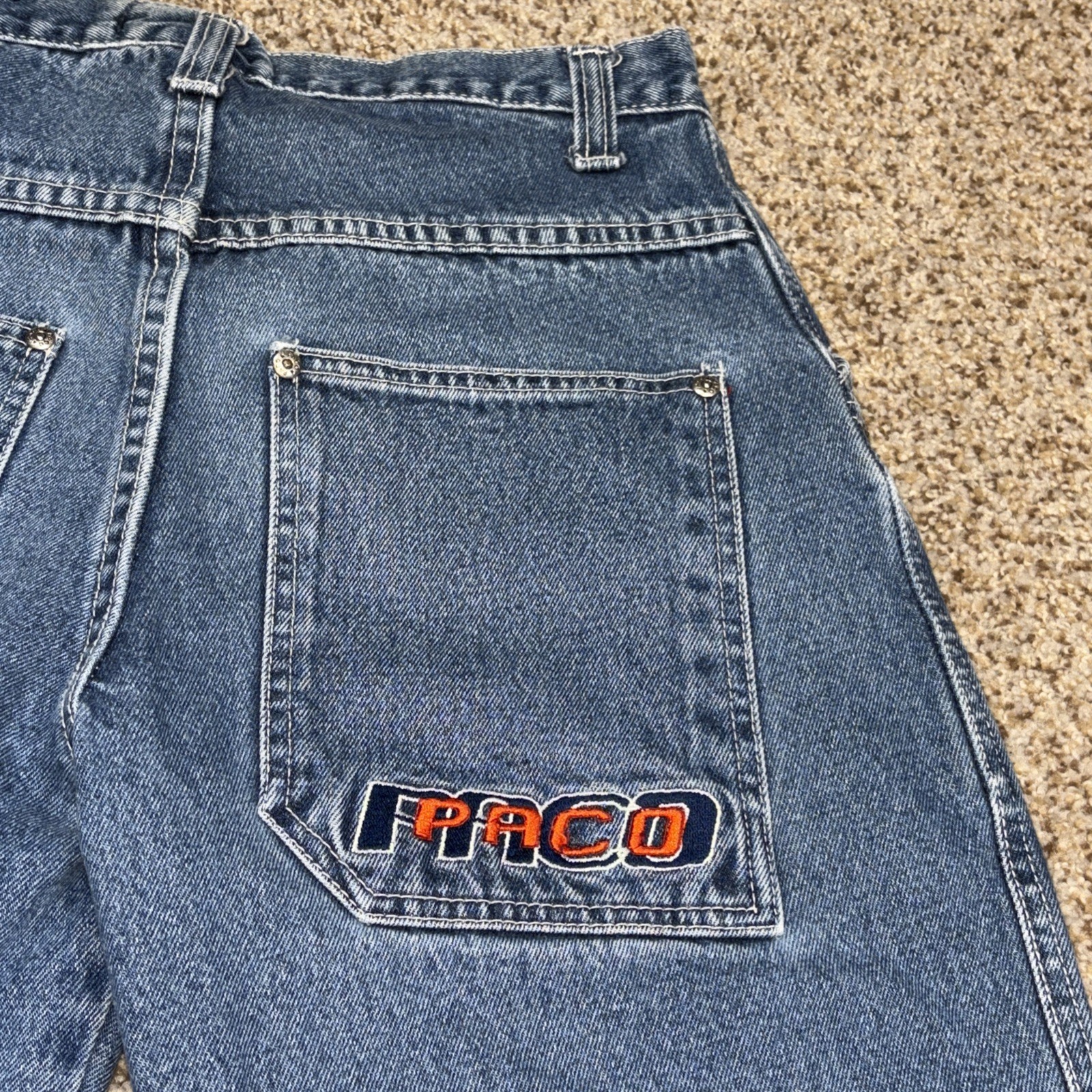 Vintage Y2K Paco Denim Wide Leg Skater Carpenter Jeans Boys Sz 12 Fits 26 X 26 - View 17