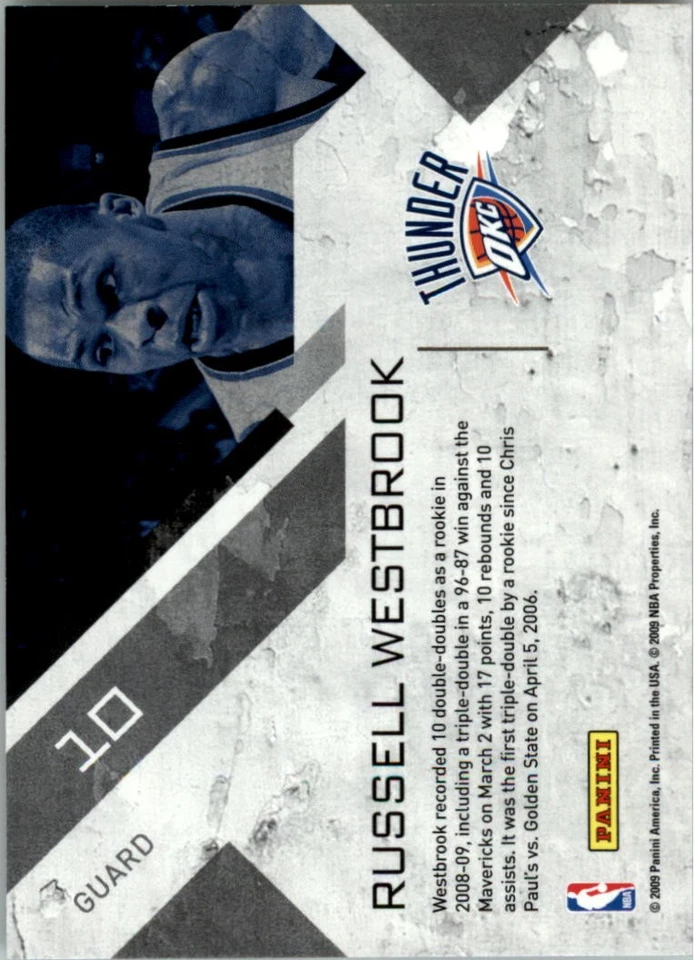 2009-10 Panini Threads Triple Threat #10 Russell Westbrook - BSK - Image 2 of 2