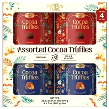 Truffettes De France Assorted Cocoa Truffles, 7 Ounce (Pack of 4 Tins), 28.22 oz